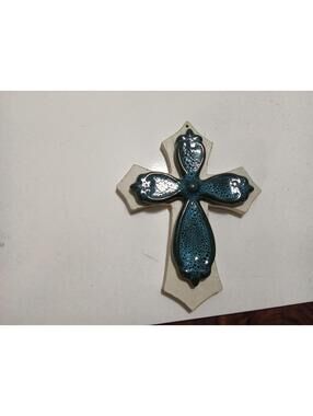 Blue Ceramic Cross Wall Decor 9.5x7